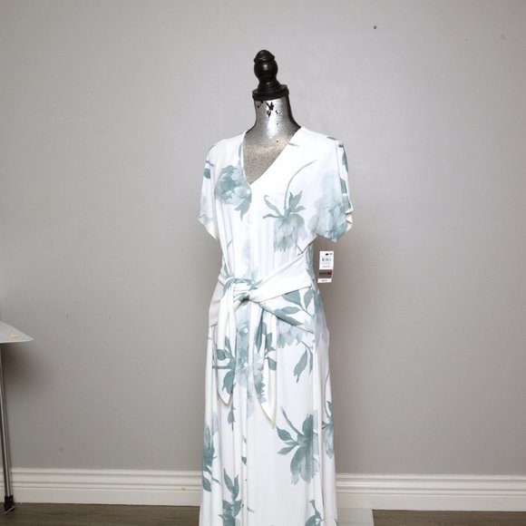 NWT ALFANI FLORAL PRINT TIE FRONT SHIRTDRESS - M - Picture 5 of 7